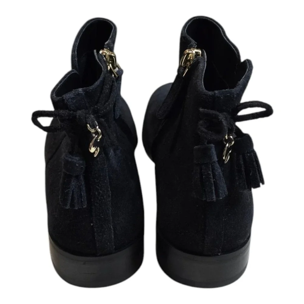KATE SPADE Saddle Bootie Black‎ Suede Ankle Boots Sz Side Zip 7 B Tassle $248